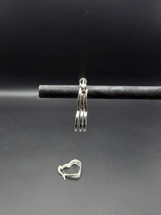 Triple Heart Hoop Earrings