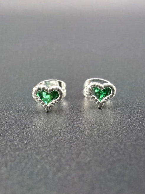 Mini Green Heart Studs