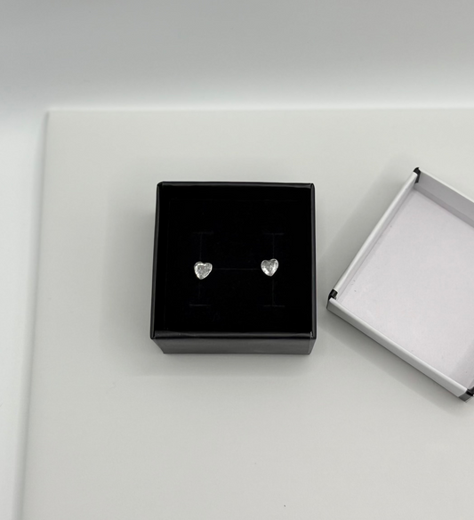 Small CZ Clear Heart Studs