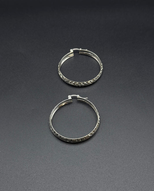 Diamond-Cut Textured Hoop Earrings