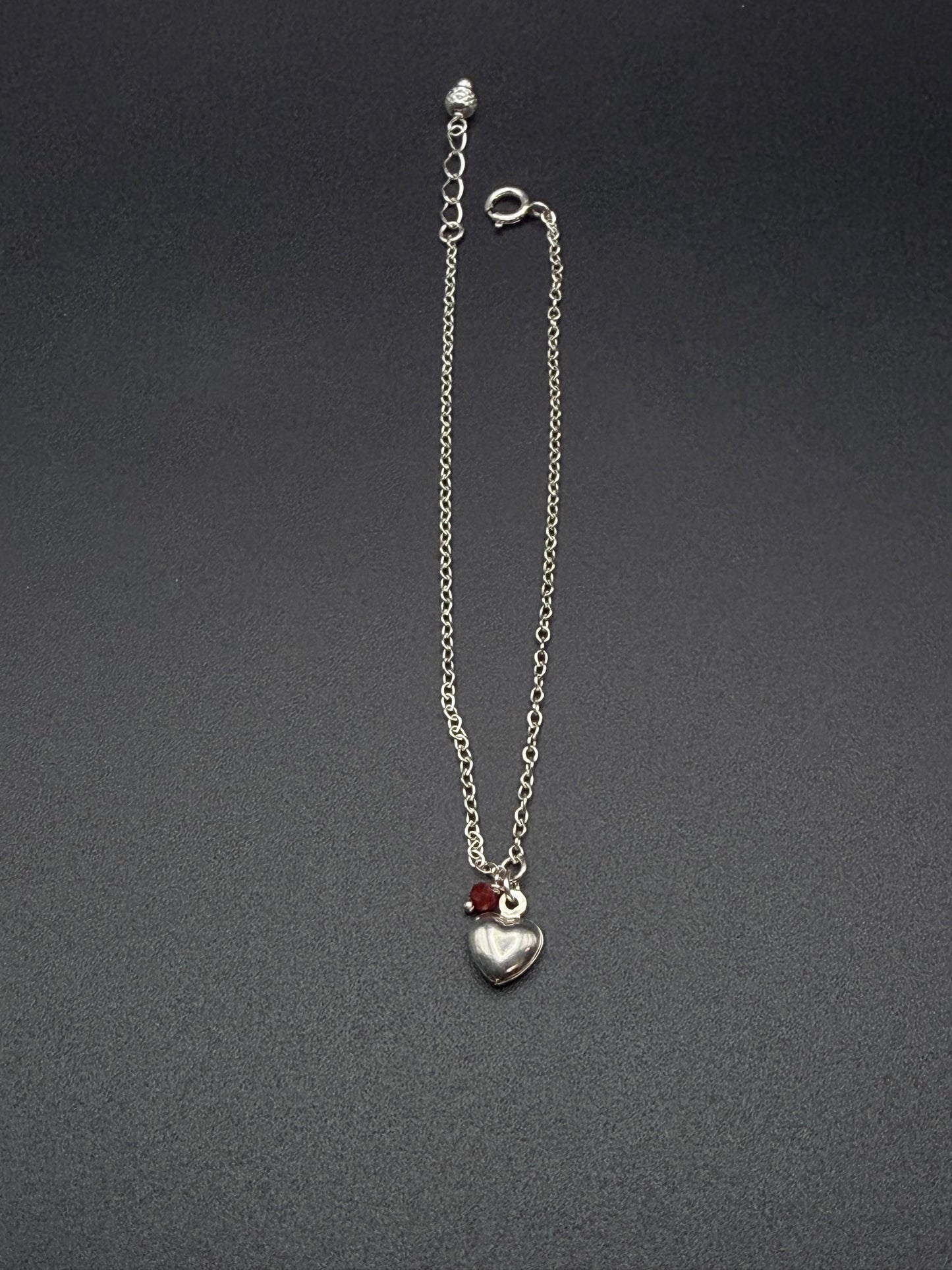 Heart & Red Bead Bracelet