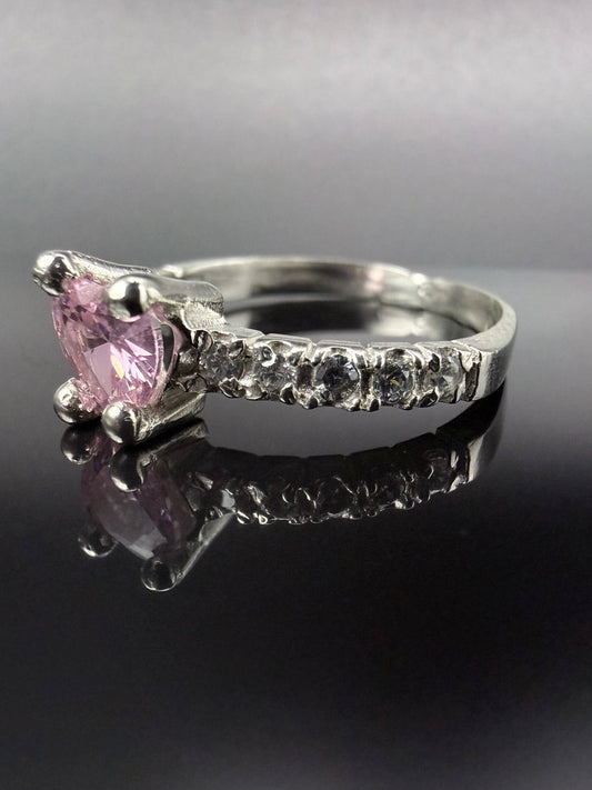Pink Heart Cubic Zirconia Ring