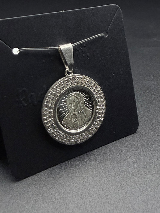 Virgen de Guadalupe Textured Round Pendant