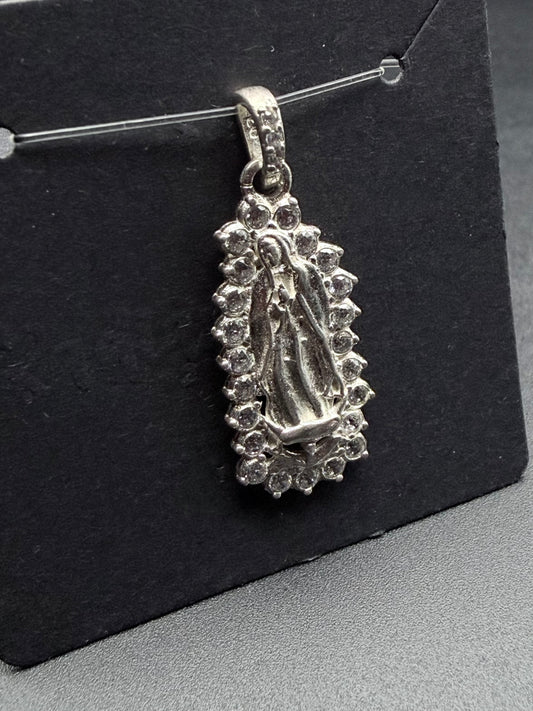 Virgen de Guadalupe Cubic Zirconia Halo Pendant
