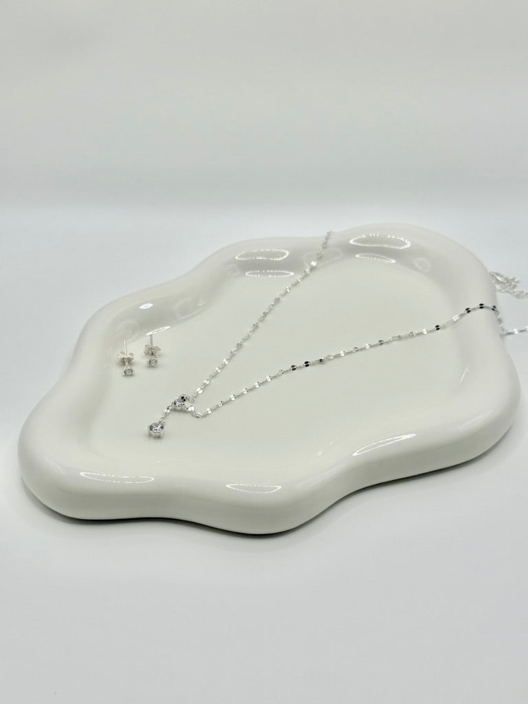 Mini CZ Shiny Necklace & Earrings