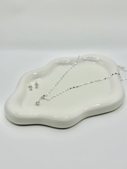 Mini CZ Shiny Necklace & Earrings