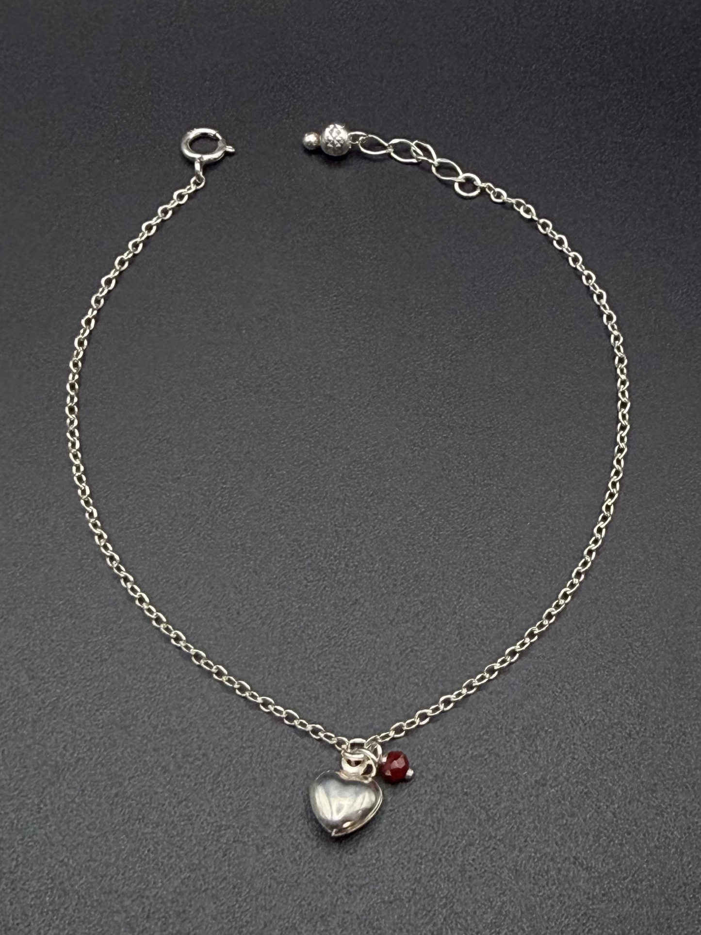Heart & Red Bead Bracelet