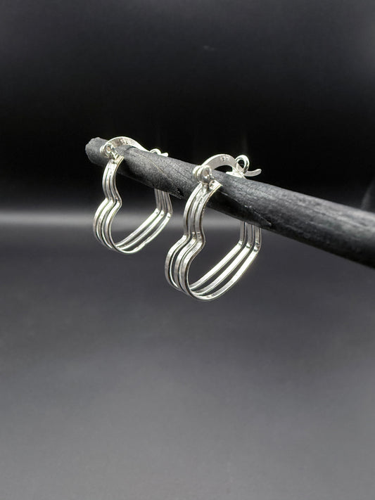 Triple Heart Hoop Earrings
