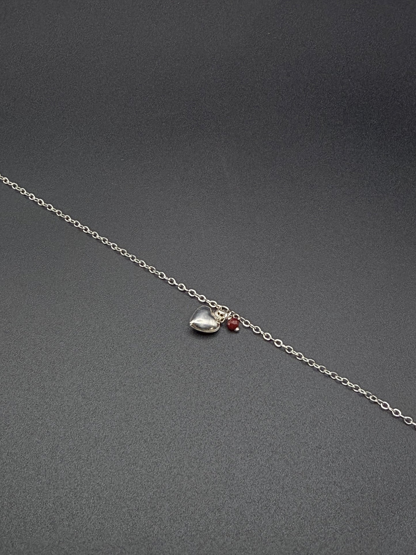 Heart & Red Bead Bracelet