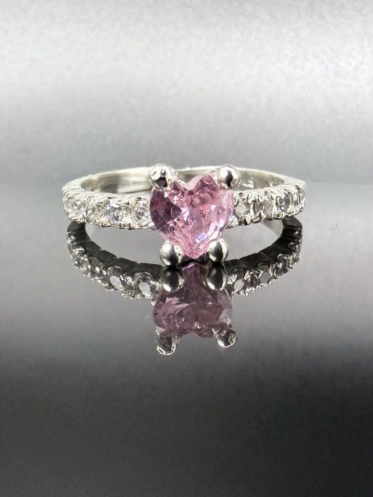 Pink Heart Cubic Zirconia Ring