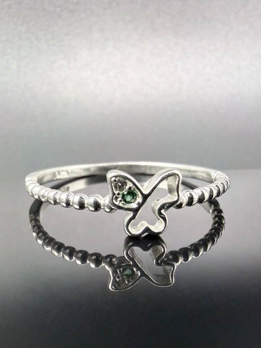 CZ Butterfly Sterling Silver Ring