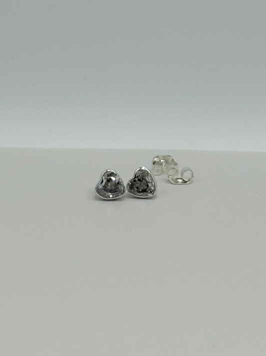 Small CZ Clear Heart Studs