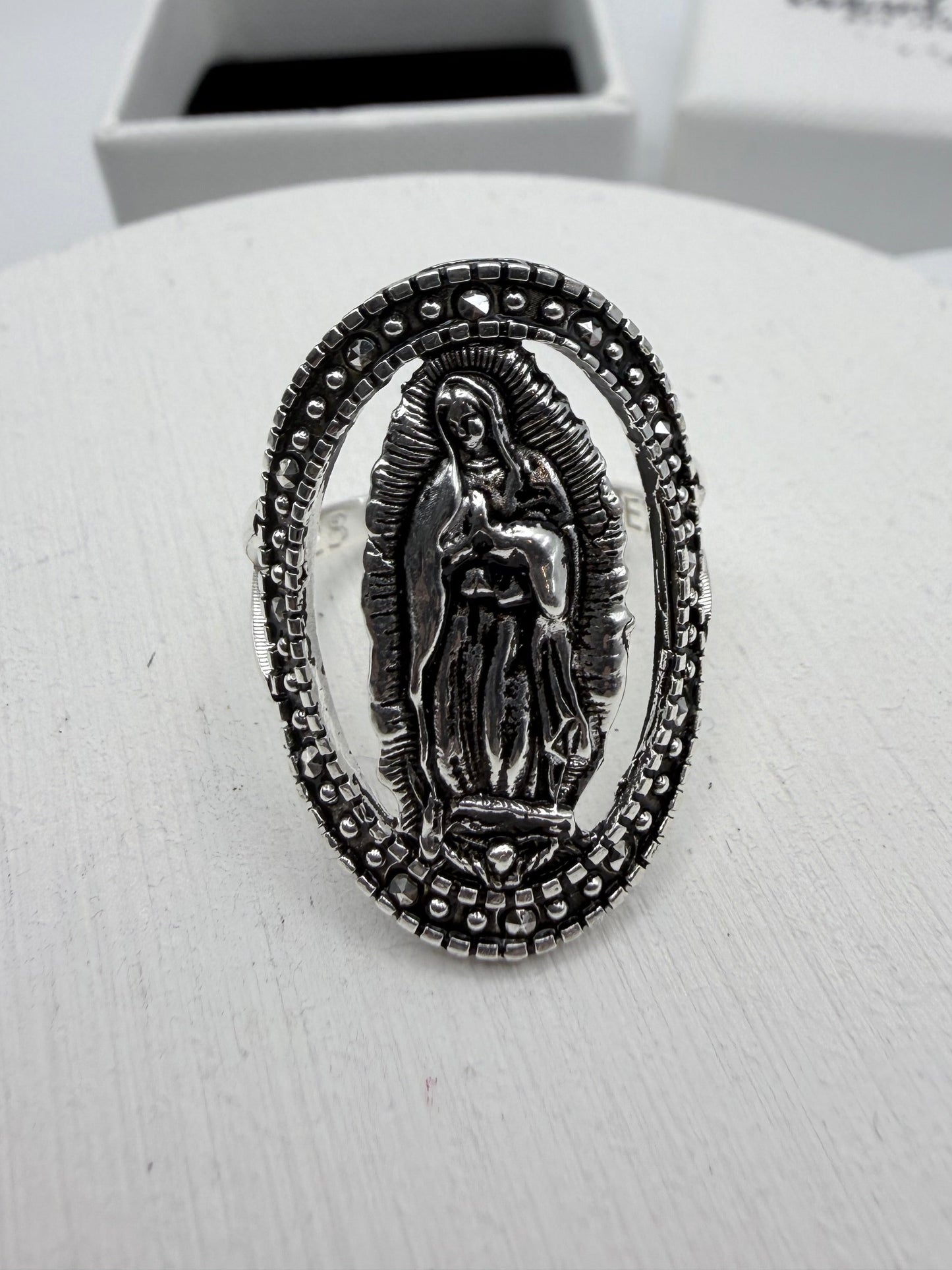 Virgin Mary Marcasite Rings
