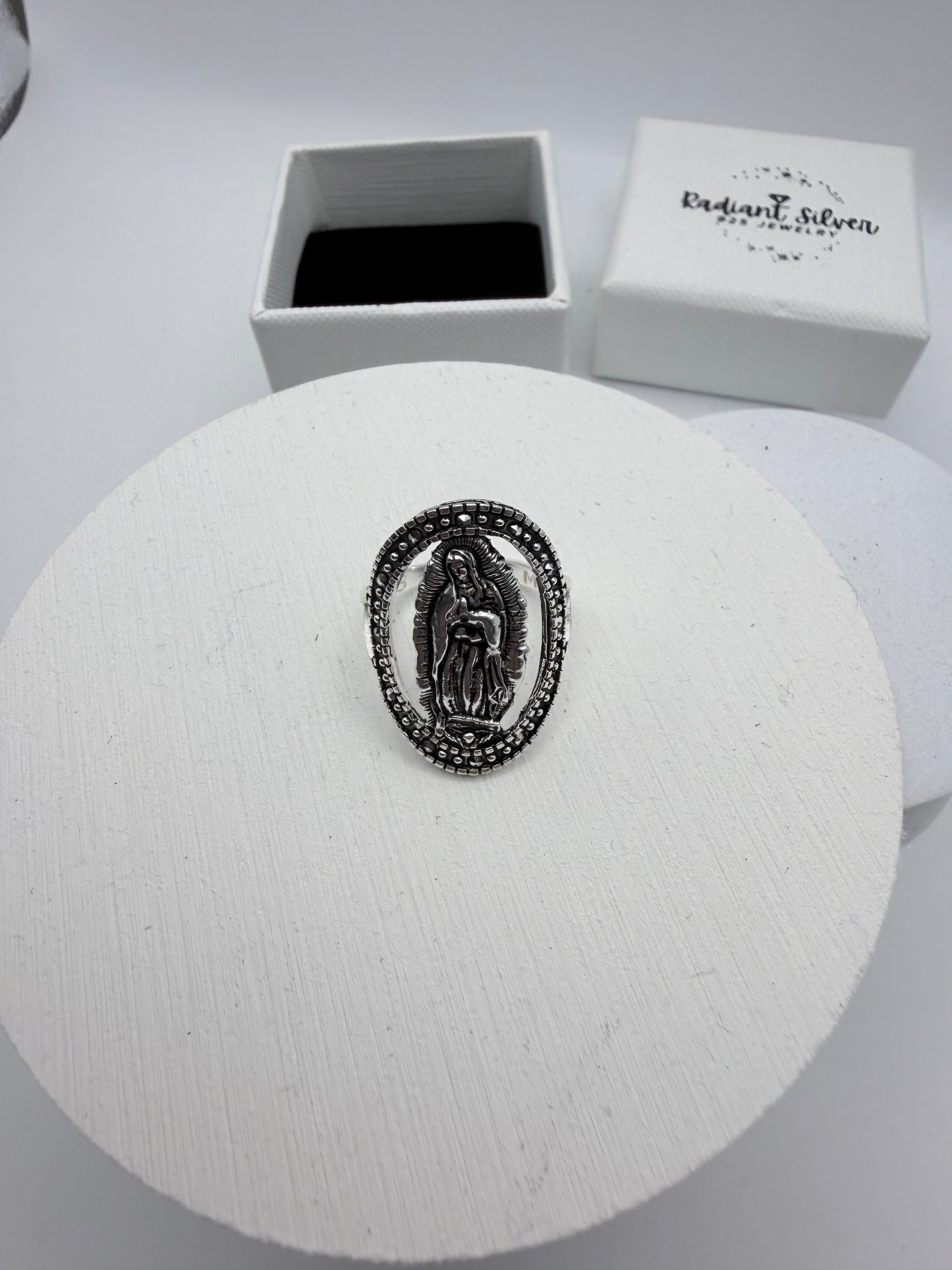 Virgin Mary Marcasite Rings