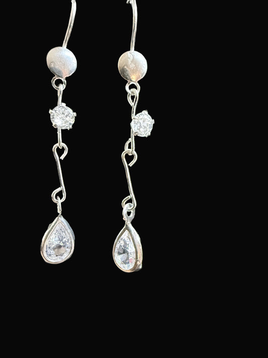 Fish Hook CZ Earrings